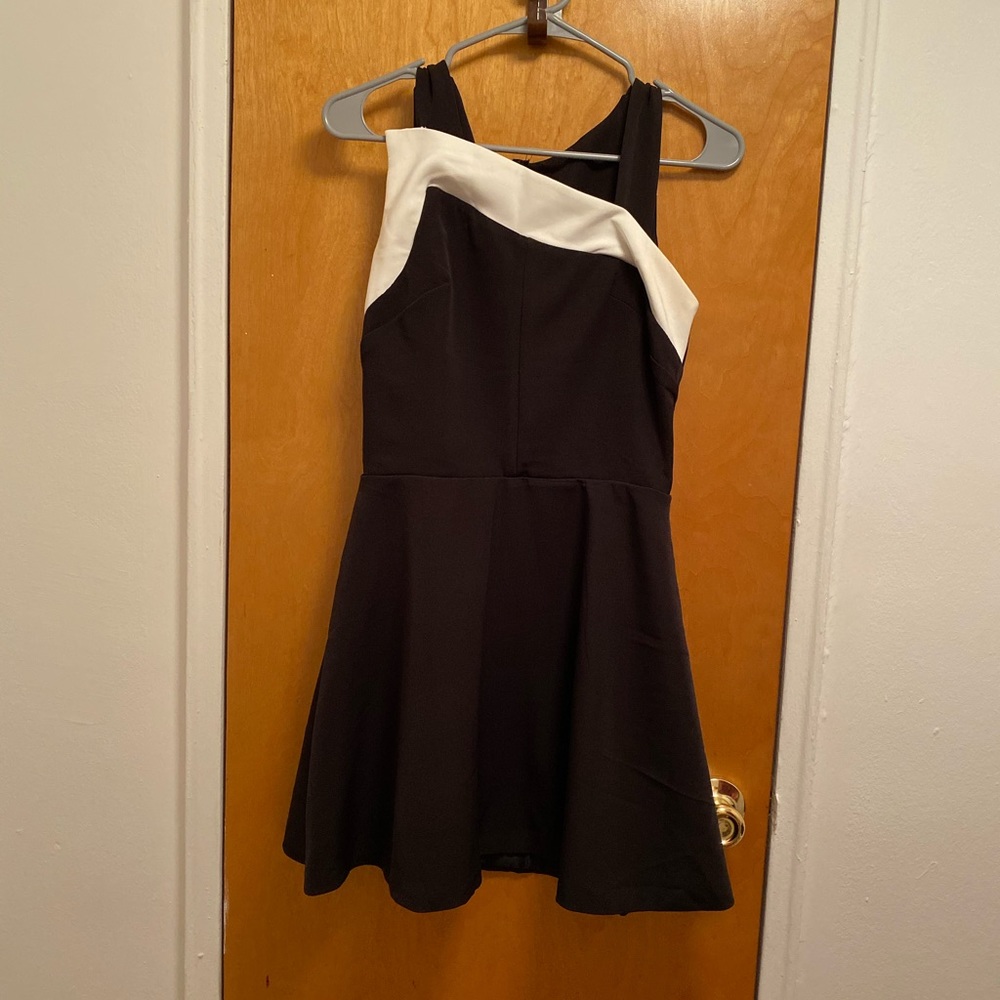 Black and white Cocktail/ formal flare mini dress